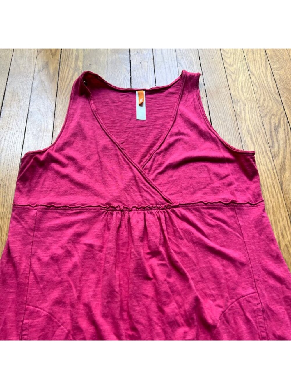 Lucy Size L Hot Pink Sleeveless Surplice V-Neck Pullover Tank Dress - Picture 6 of 13